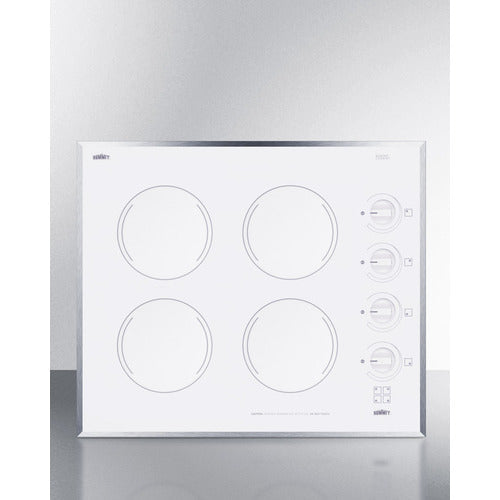 Summit 24" Wide 230V 4-Burner Radiant Cooktop - CR424WH