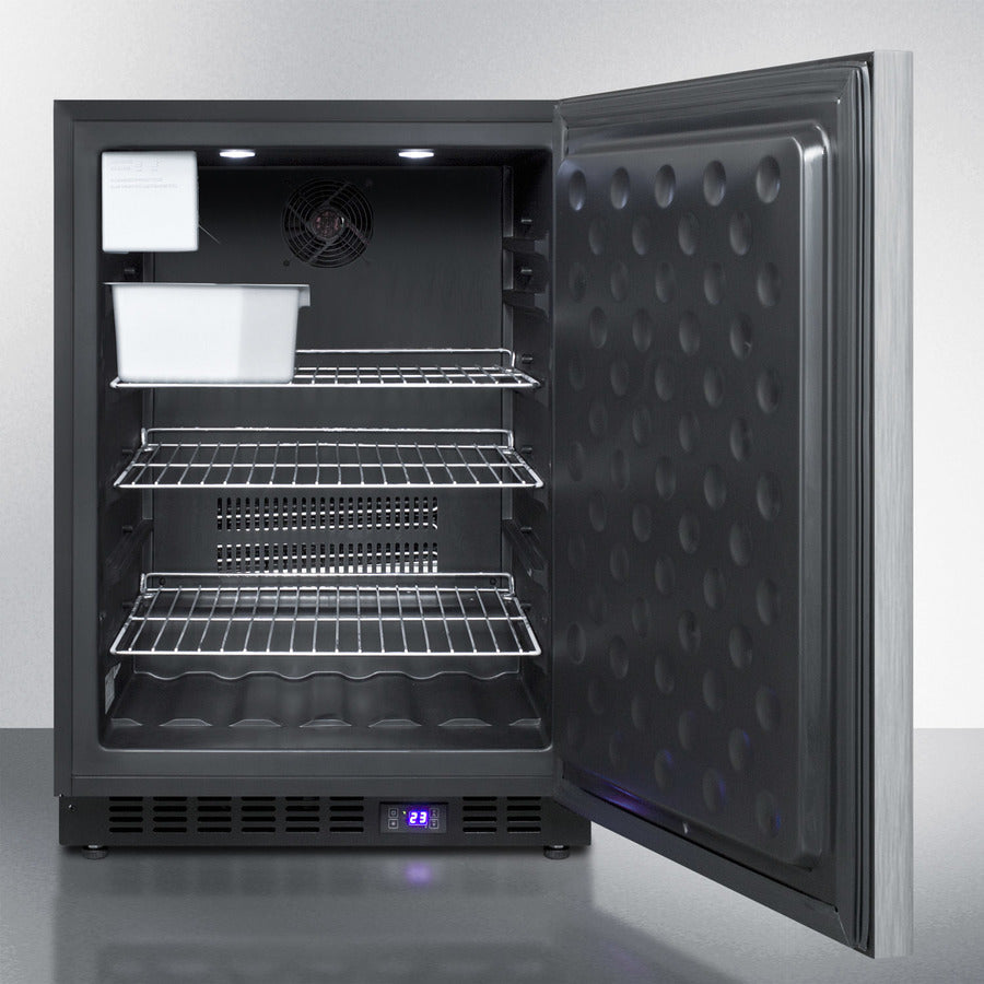 Summit 24" Wide Built-In All-Freezer with Horizontal Handle and Icemaker in Stainless Steel - SCFF53BXCSSHHIM
