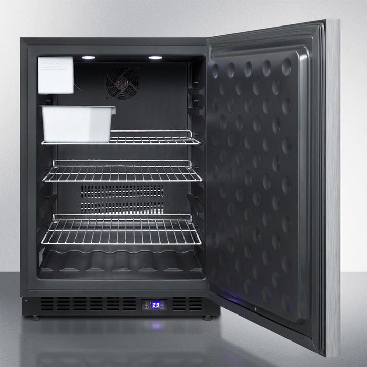 Summit 24" Wide Built-In All-Freezer with Horizontal Handle and Icemaker in Stainless Steel - SCFF53BXCSSHHIM