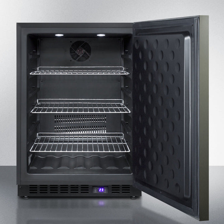 Summit 24" Wide Built-In All-Freezer with Horizontal Handle in Black Stainless Steel - SCFF53BXKSHH