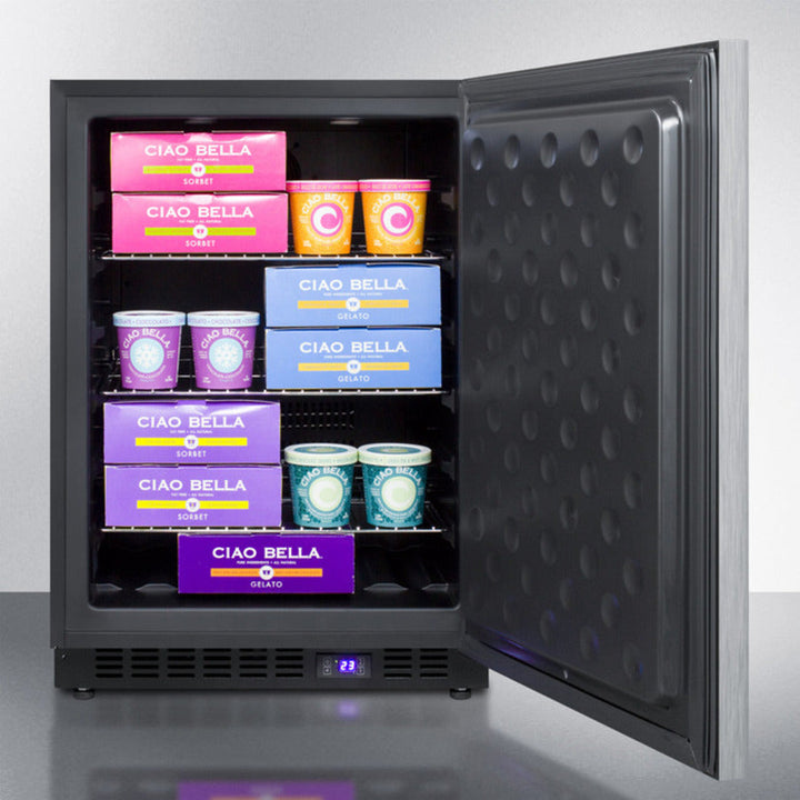 Summit 24" Wide Built-In All-Freezer with Horizontal Handle in Stainless Steel - SCFF53BXCSSHH