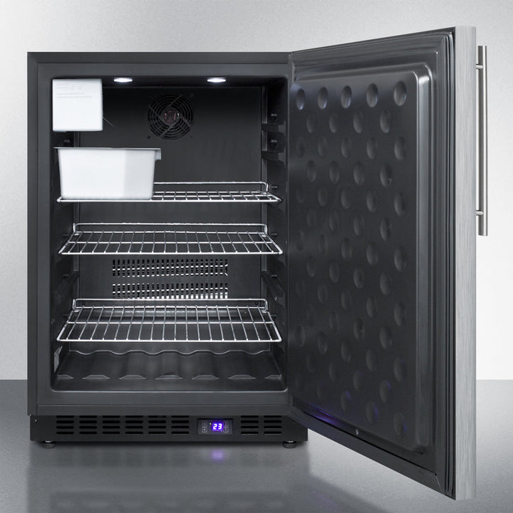 Summit 24" Wide Built-In All-Freezer with Thin Handle and Icemaker- SCFF53BXSSHVIM