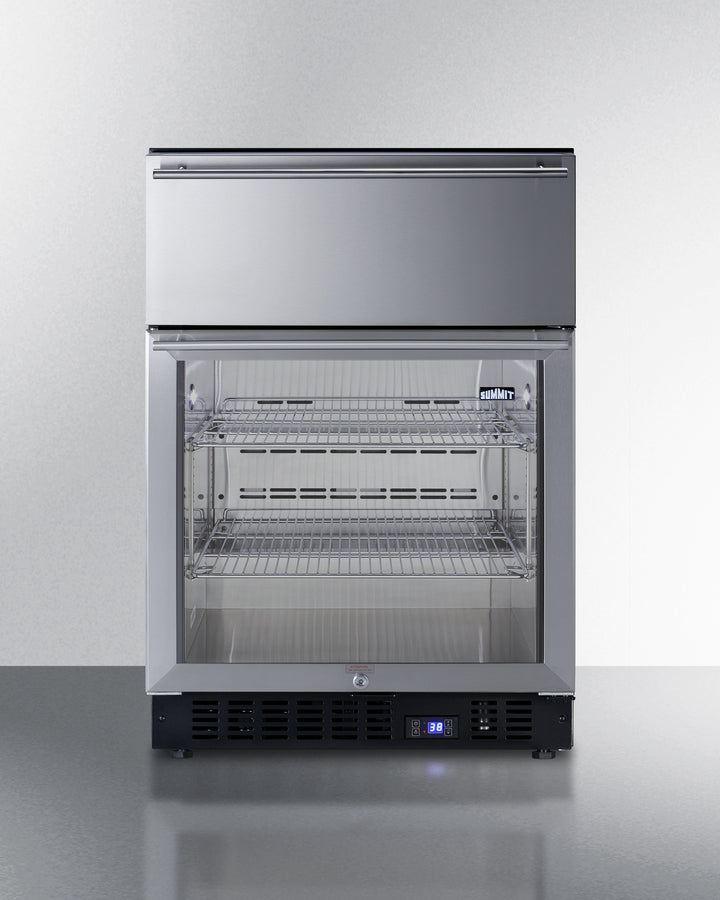 Summit 24" Wide Built-In Commercial Beverage Refrigerator With Top Drawer - SCR615TD