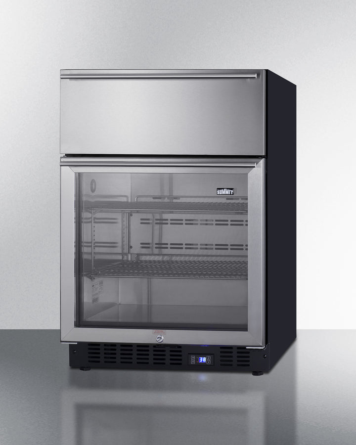 Summit 24" Wide Built-In Commercial Beverage Refrigerator With Top Drawer - SCR615TD