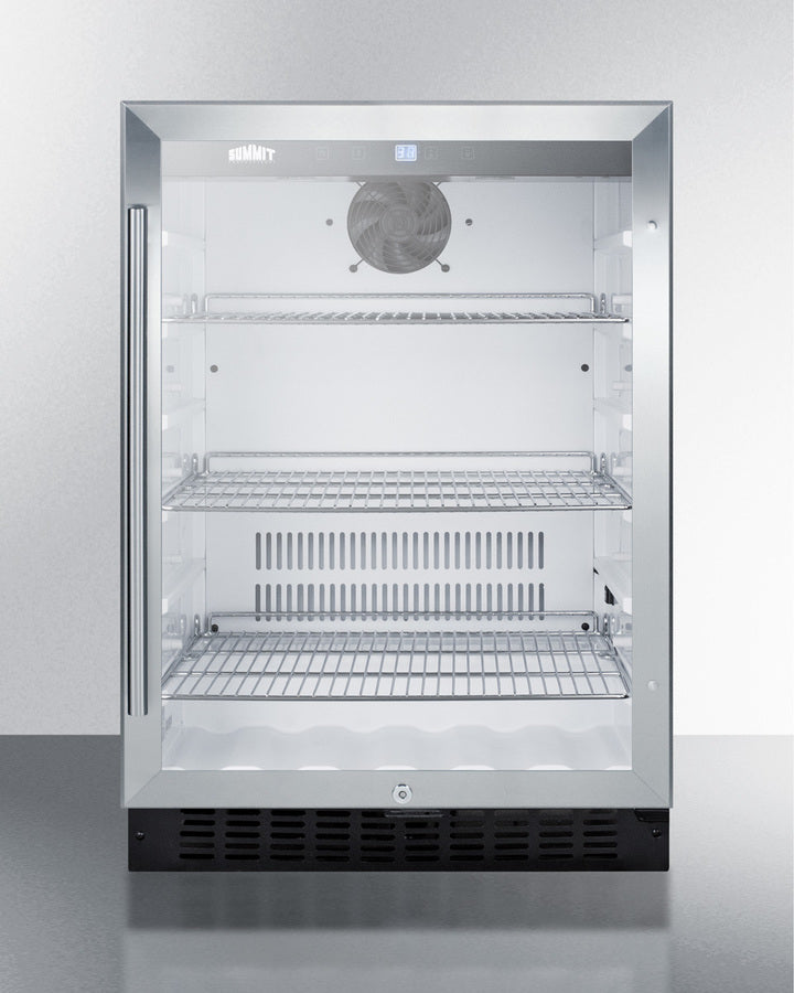 Summit 24" Wide Built-In Glass Door Beverage Center with Black Cabinet - SCR2464