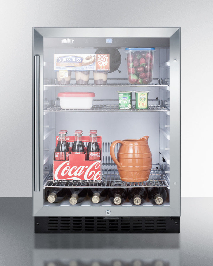 Summit 24" Wide Built-In Glass Door Beverage Center with Black Cabinet - SCR2464