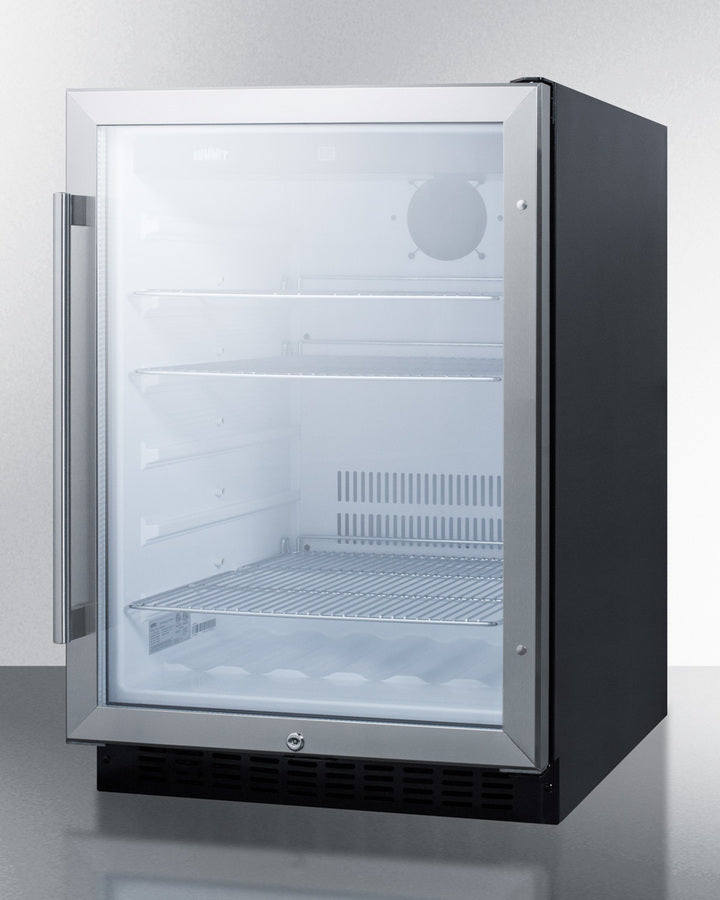 Summit 24" Wide Built-In Glass Door Beverage Center with Black Cabinet - SCR2464