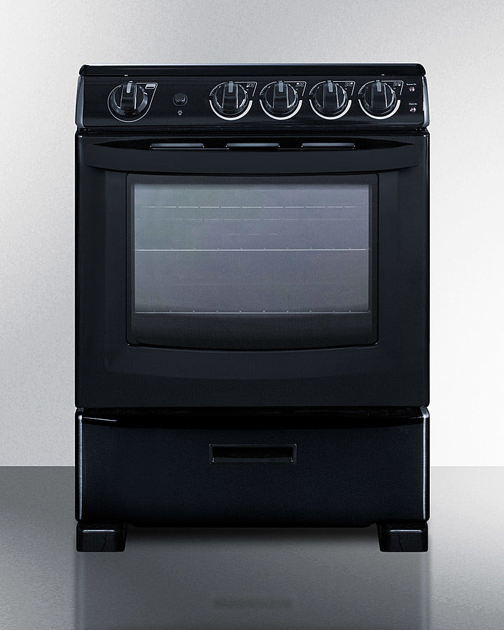 Summit 24" Wide Electric Smooth-Top Range in Black - REX2431BRT