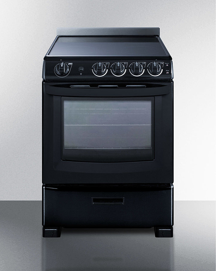 Summit 24" Wide Electric Smooth-Top Range in Black - REX2431BRT
