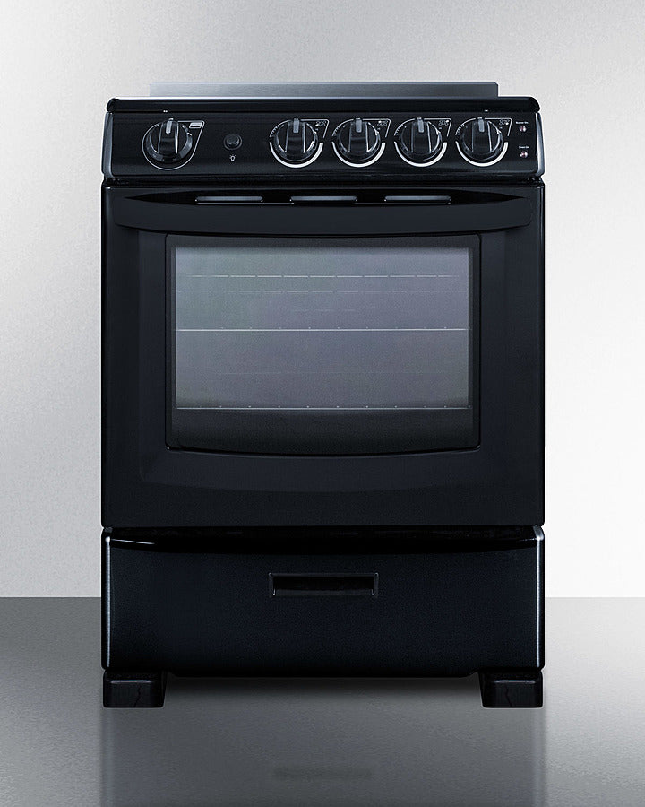 Summit 24" Wide Electric Smooth-Top Range in Black - REX2431BRT