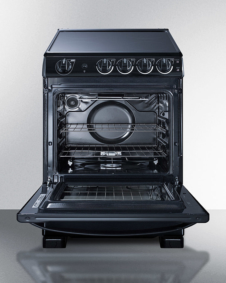 Summit 24" Wide Electric Smooth-Top Range in Black - REX2431BRT