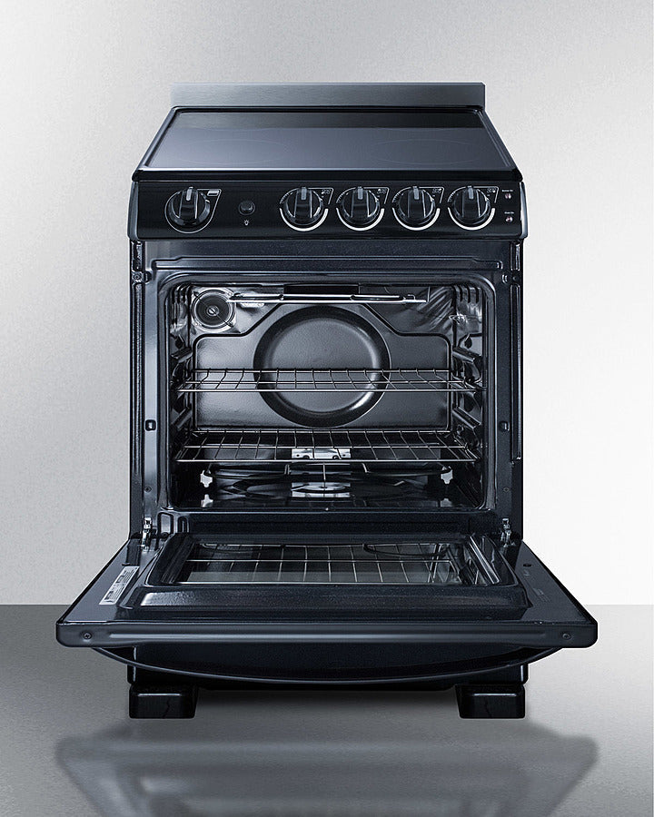 Summit 24" Wide Electric Smooth-Top Range in Black - REX2431BRT