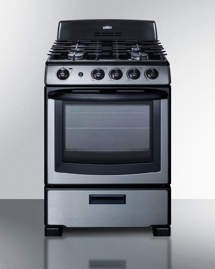 Summit 24" Wide Gas Range in Stainless Steel with Electronic Ignition - PRO247SS