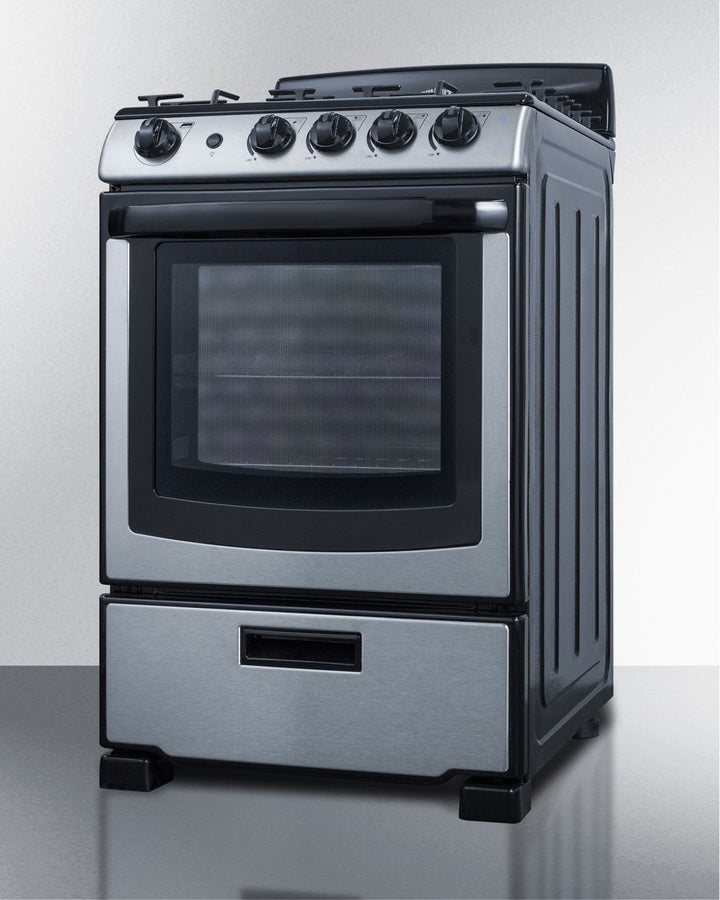 Summit 24" Wide Gas Range in Stainless Steel with Electronic Ignition - PRO247SS