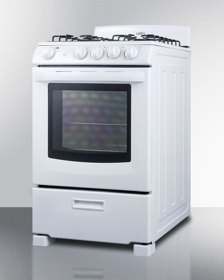Summit 24" Wide Gas Range in White with Sealed Burners and Oven Window - RG244WS