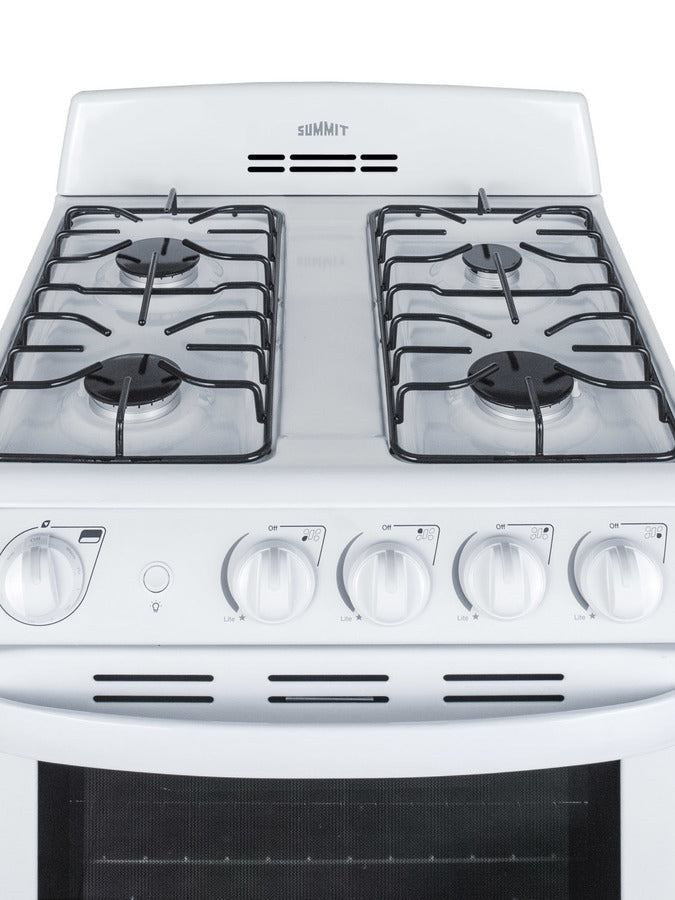 Summit 24" Wide Gas Range in White with Sealed Burners and Oven Window - RG244WS