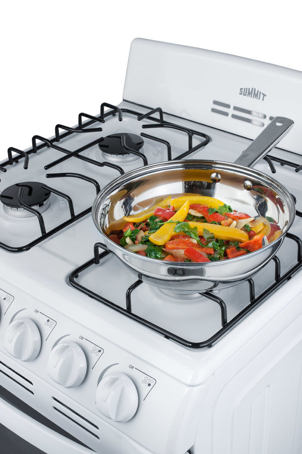 Summit 24" Wide Gas Range in White with Sealed Burners and Oven Window - RG244WS