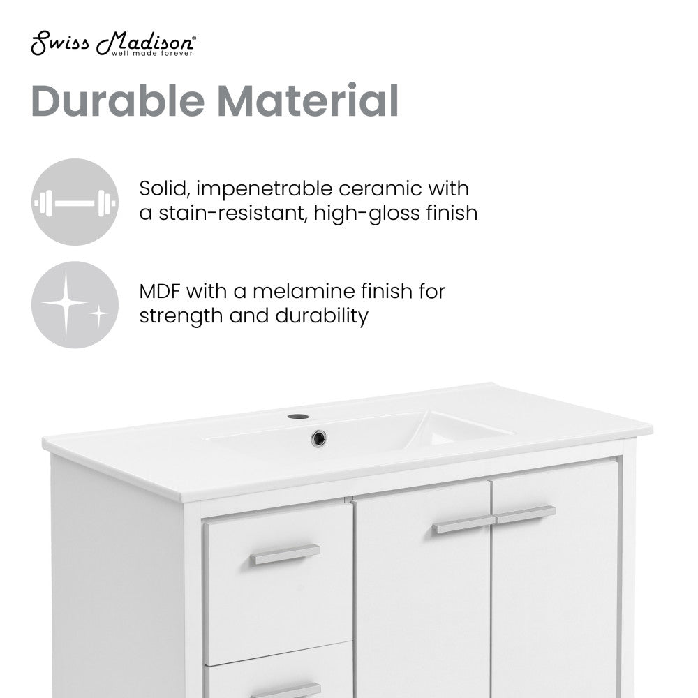 Virage 36 Freestanding, Bathroom Vanity in White