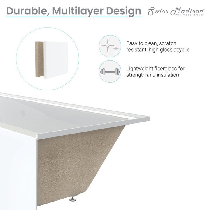 Voltaire 60" x 32" Left-Hand Drain Alcove Bathtub with Apron