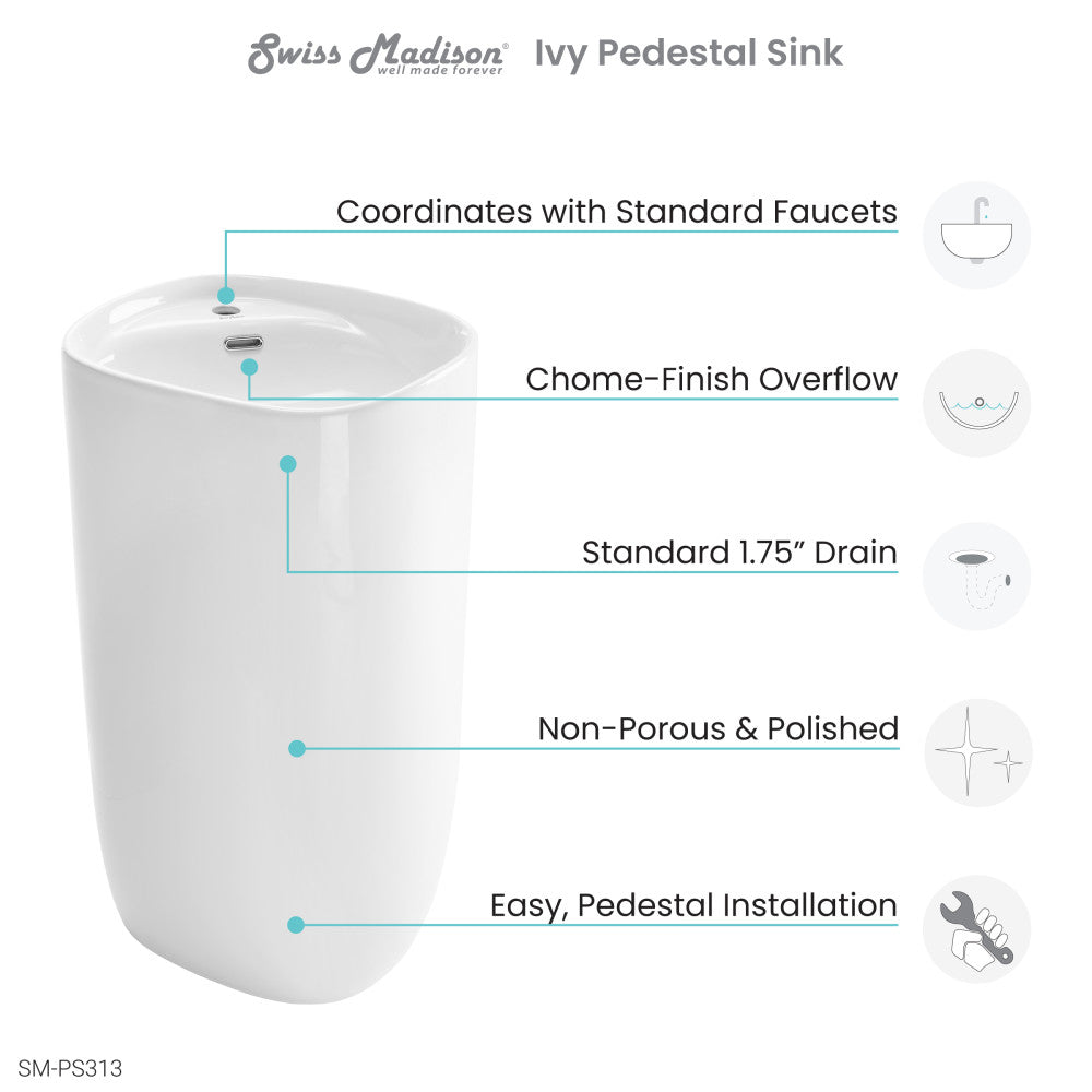 Ivy One Piece Pedestal Sink