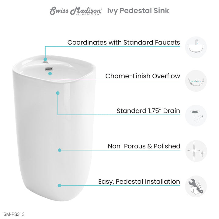 Ivy One Piece Pedestal Sink