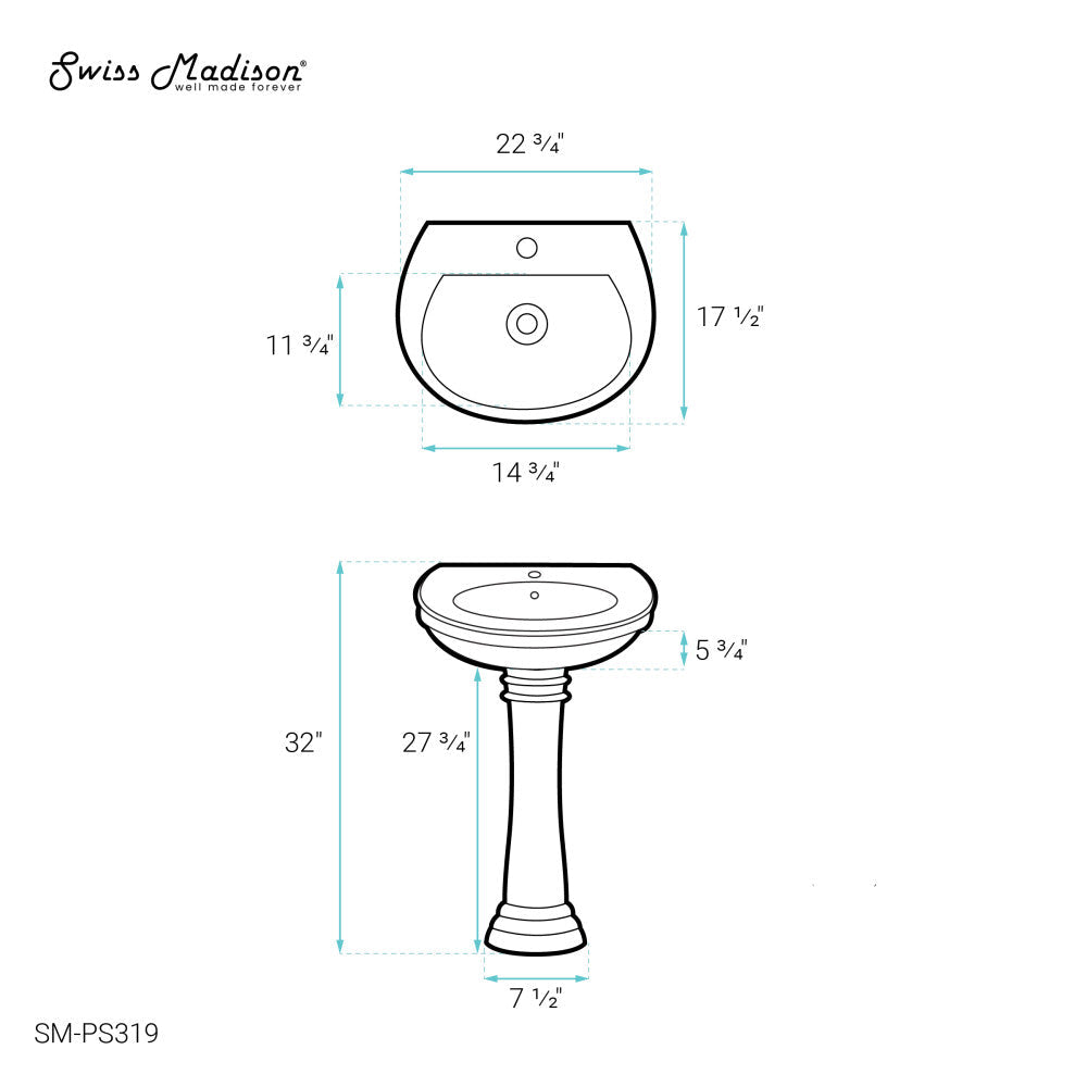 Santorini Two-Piece Pedestal Sink