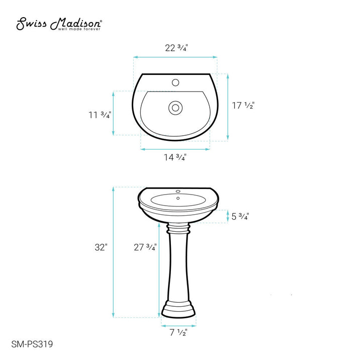 Santorini Two-Piece Pedestal Sink