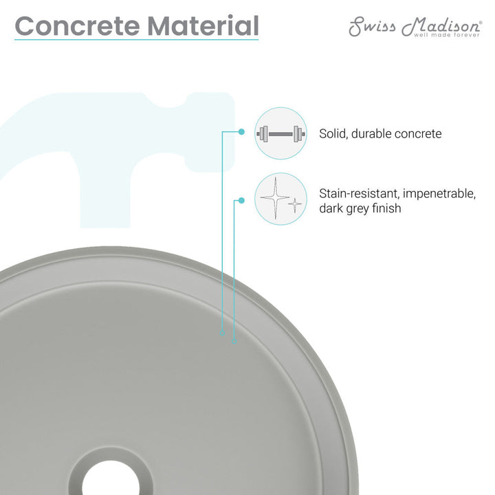 Lisse 14.5" Round Concrete Vessel Bathroom Sink in Dark Grey