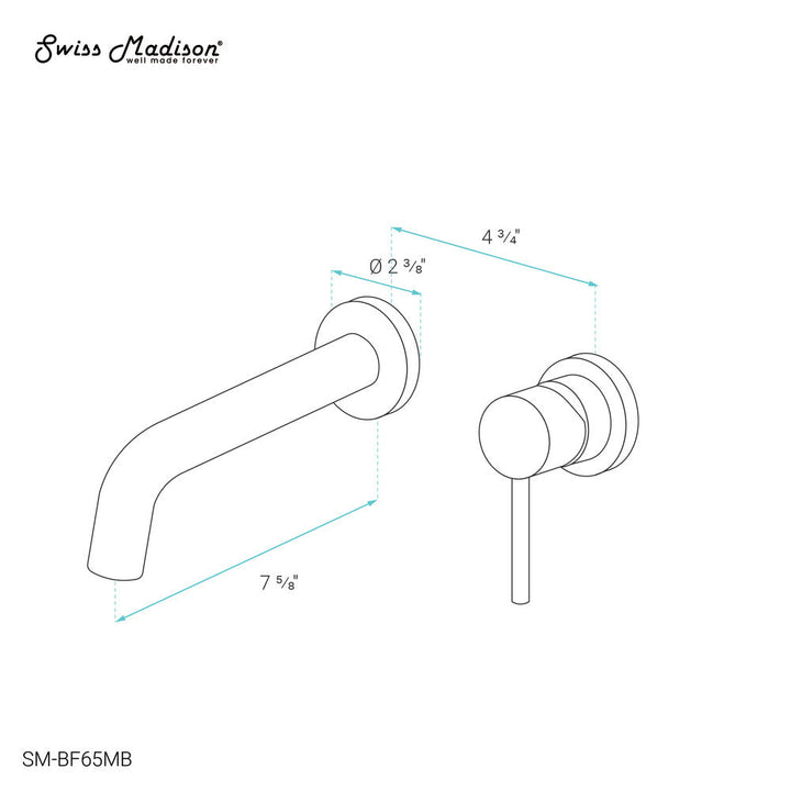 Ivy Single-Handle, Wall-Mount, Bathroom Faucet in Matte Black