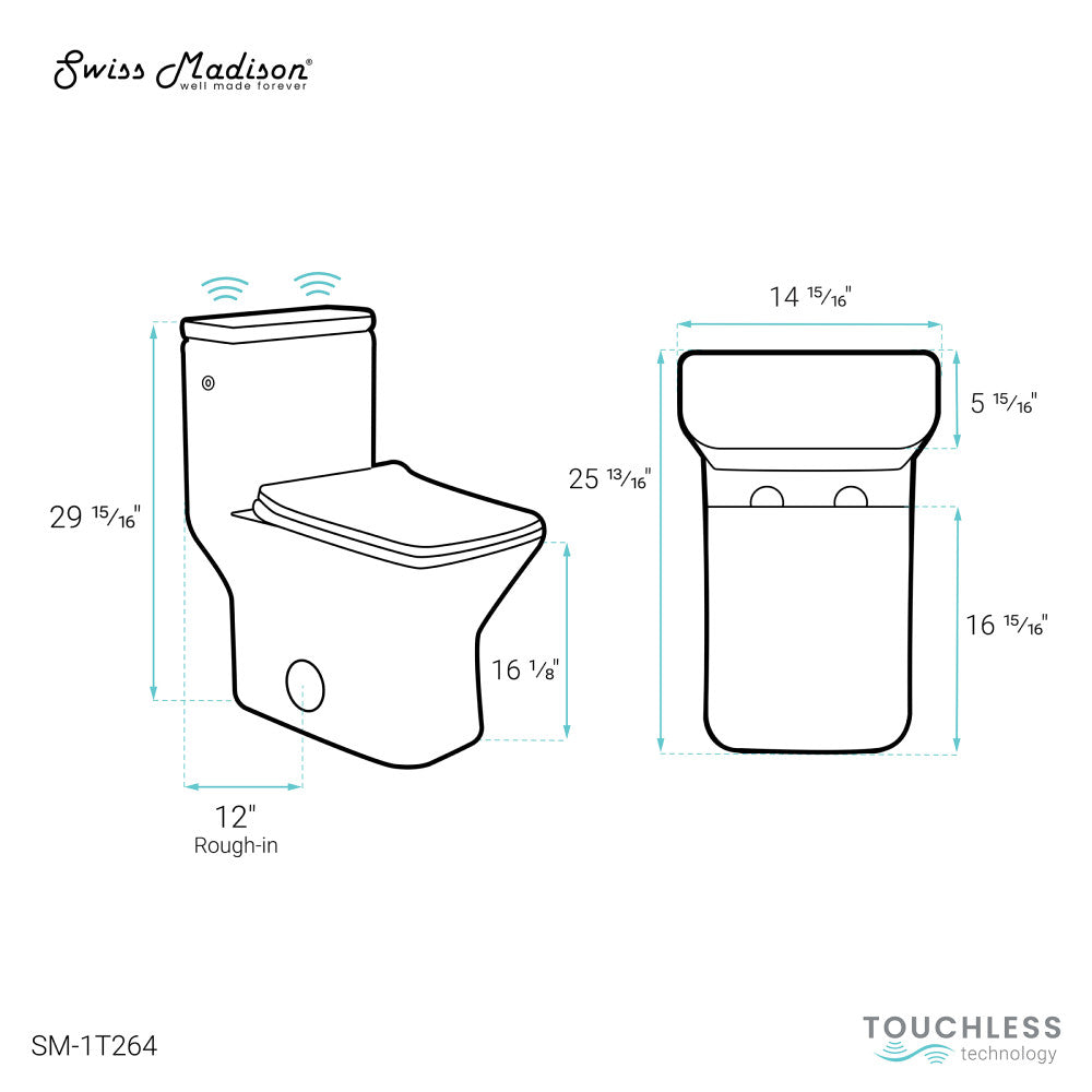 Carre One-Piece Square Toilet Dual-Flush 1.1/1.6 gpf, Touchless