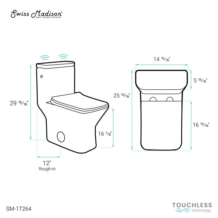 Carre One-Piece Square Toilet Dual-Flush 1.1/1.6 gpf, Touchless