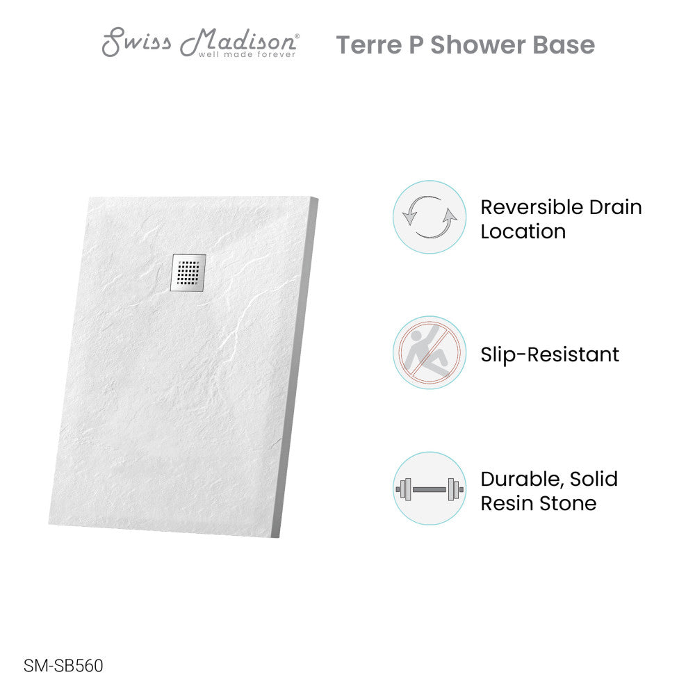 Terre P Series 48" x 36" Reversible Drain Shower Base