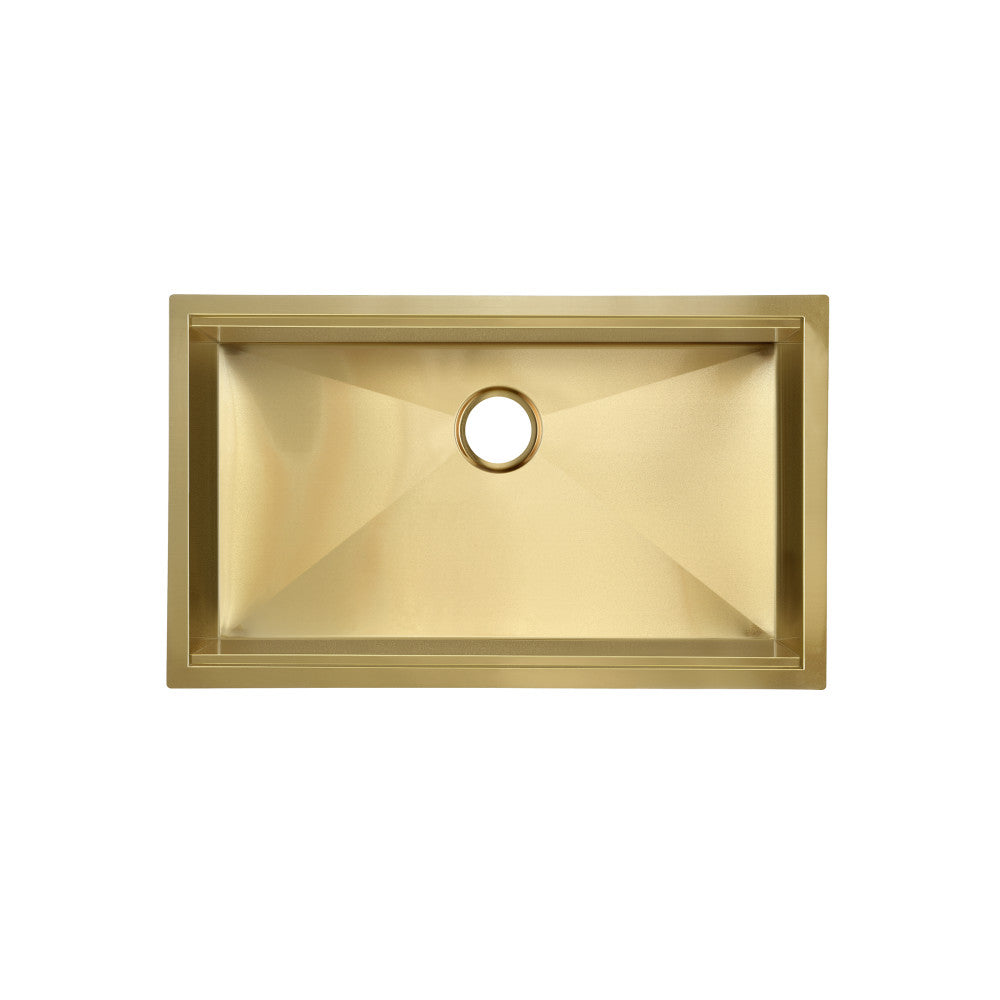Tourner 32 x 19 Stainless Steel, Single Basin, Undermount Kitchen Workstation Sink in Gold