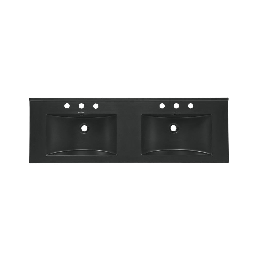 48" Ceramic Vanity Top Double Basins in Matte Black with 3 Holes
