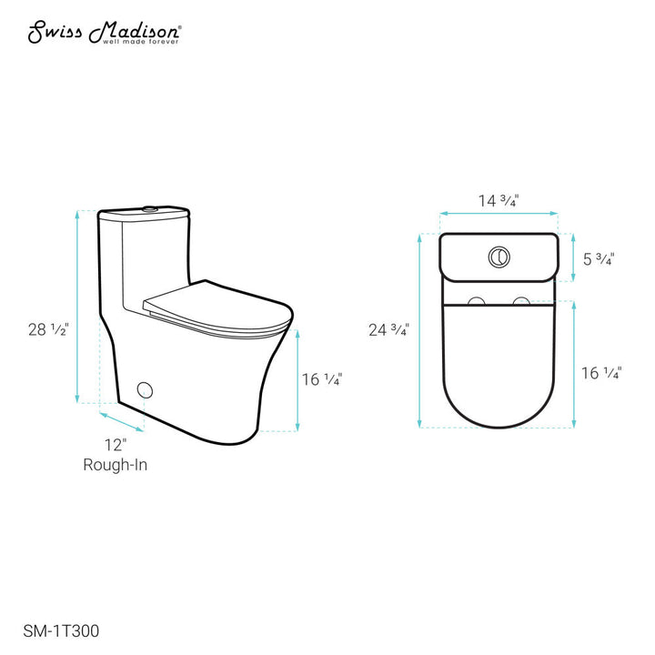 Cascade One-Piece Compact Toilet Dual-Flush 1.1/1.6 gpf