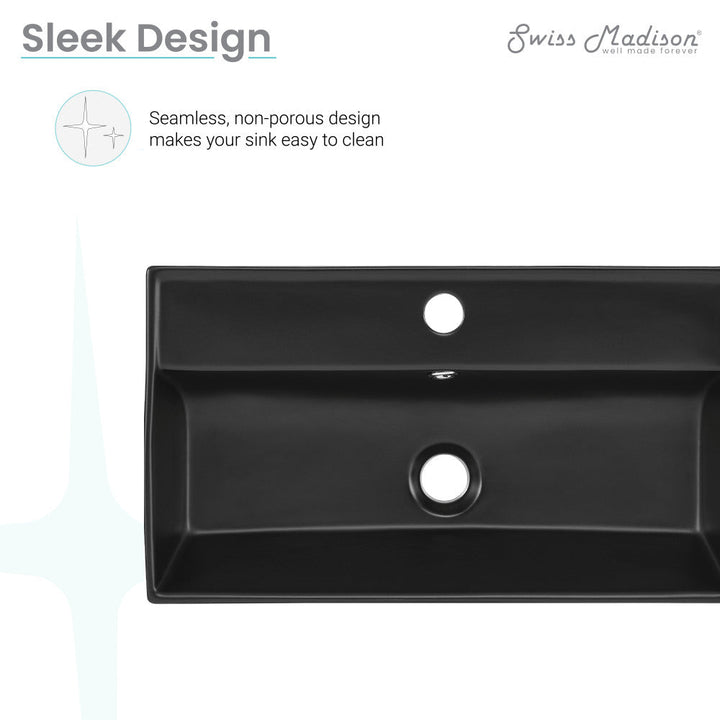 Claire 22" Rectangle Wall-Mount Bathroom Sink in Matte Black