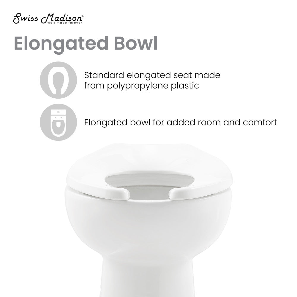 Sirene Floor-Mounted Commercial Elongated Top Flush Spud Flushometer Toilet Bowl