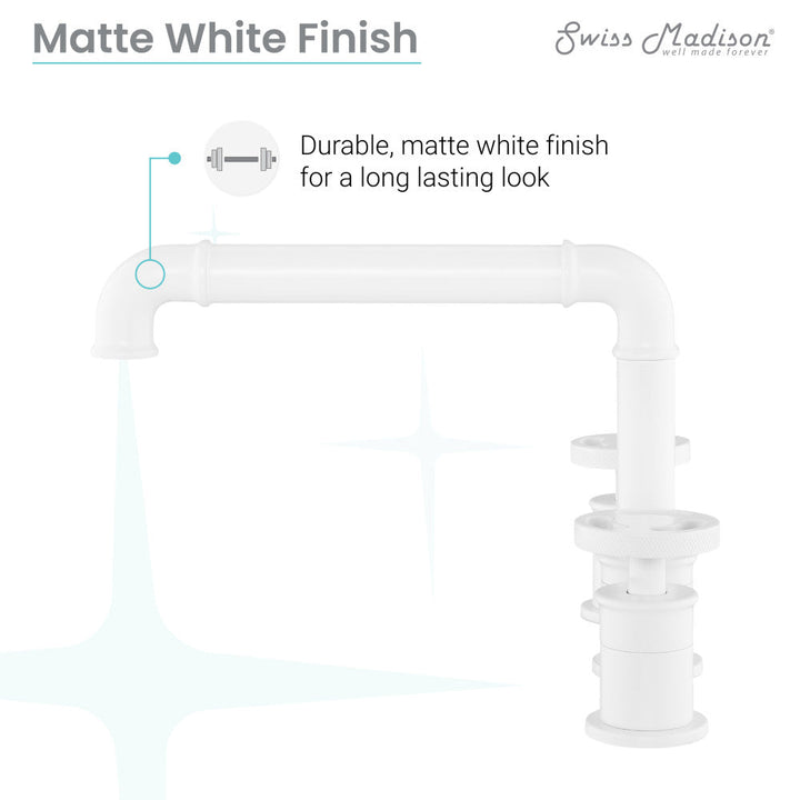 Avallon 8 in. Widespread, 2-Handle Wheel, Bathroom Faucet in Matte White