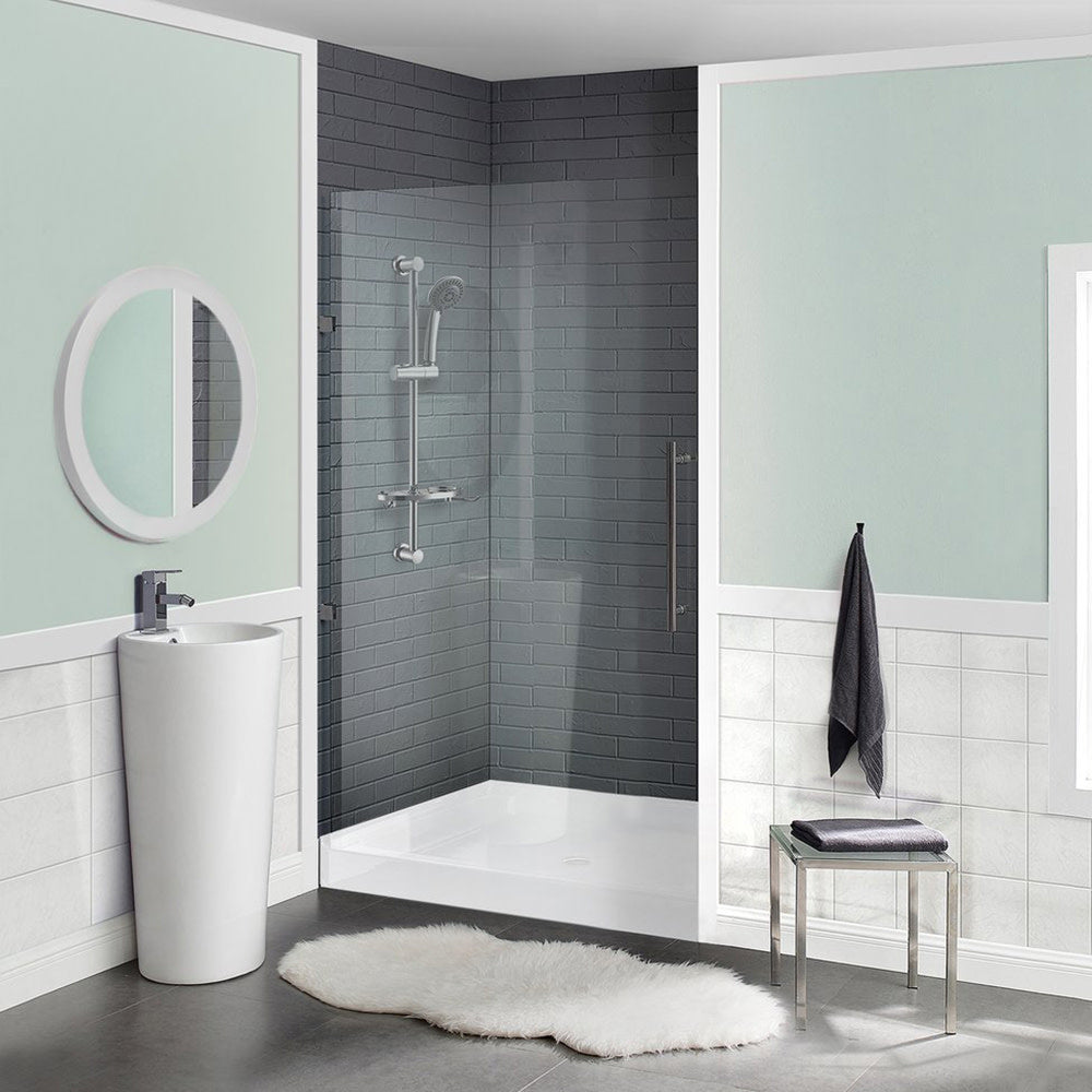 Voltaire 42" x 36" Acrylic White, Single-Threshold, Center Drain, Shower Base