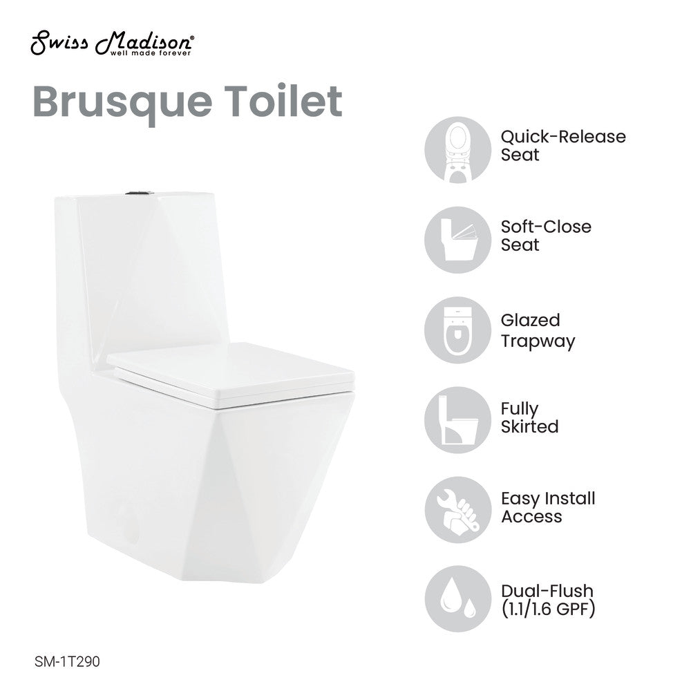 Brusque One-Piece Square Toilet Dual-Flush 1.1/1.6 gpf
