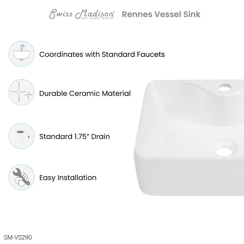 Rennes 19" Vessel Sink in Glossy White