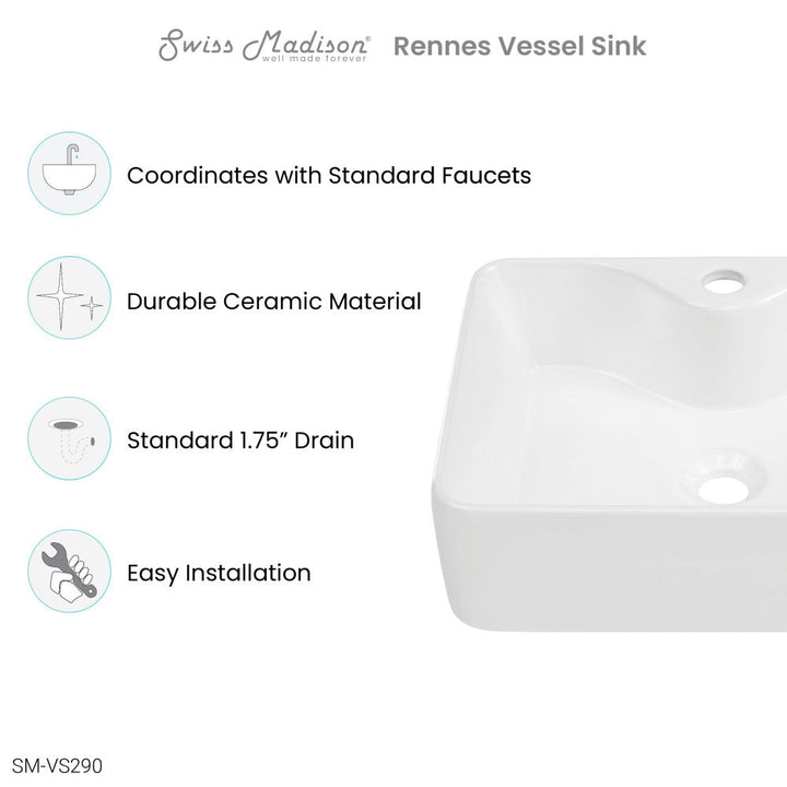 Rennes 19" Vessel Sink in Glossy White