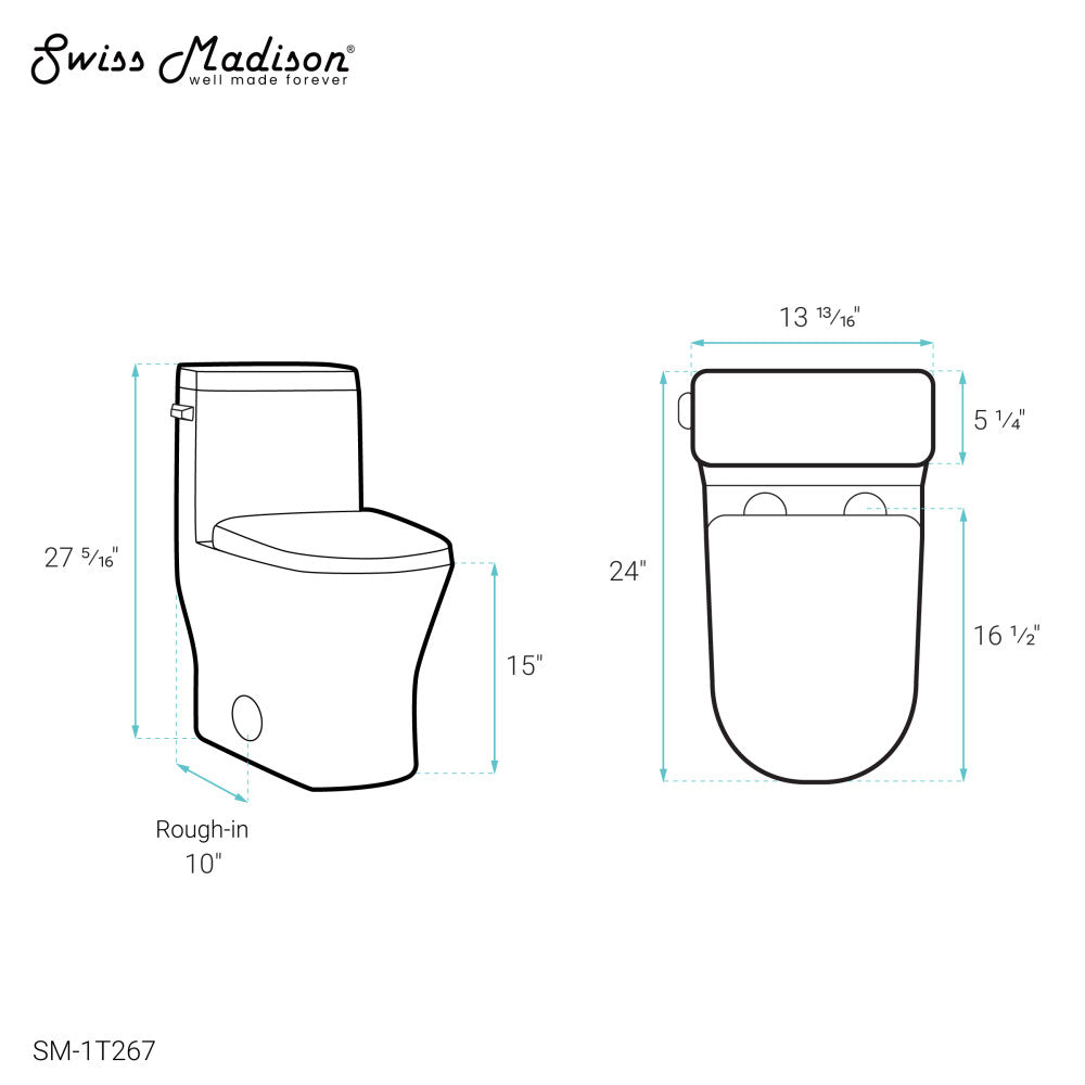 Sublime II One-Piece Round Toilet with Left Side Flush, 10" Rough-In 1.28 gpf