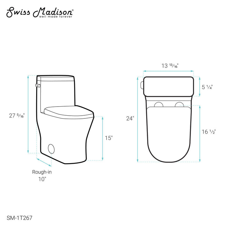 Sublime II One-Piece Round Toilet with Left Side Flush, 10" Rough-In 1.28 gpf
