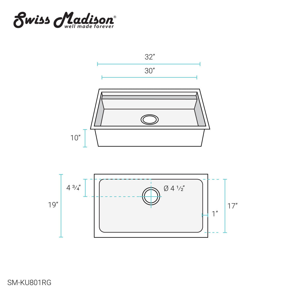 Tourner 32 x 19 Stainless Steel, Single Basin, Undermount Kitchen Workstation Sink in Rose Gold