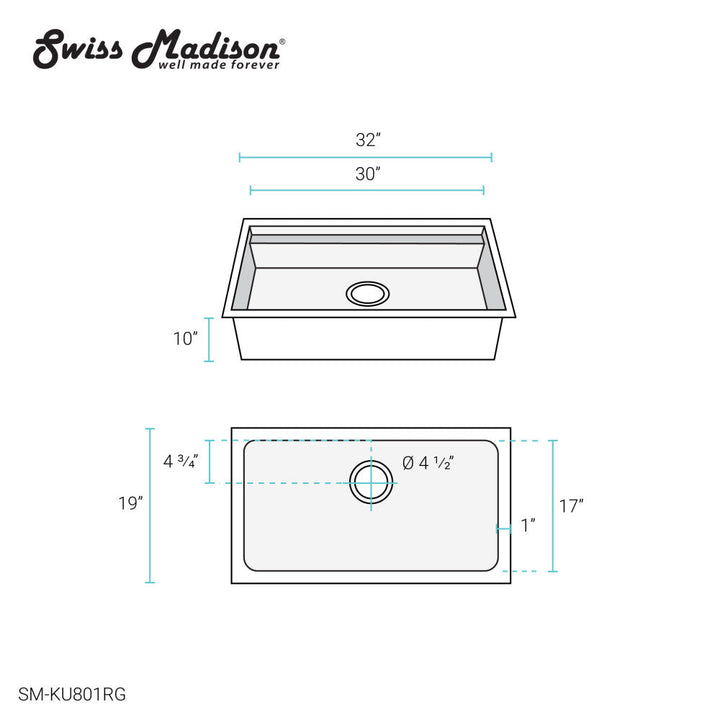 Tourner 32 x 19 Stainless Steel, Single Basin, Undermount Kitchen Workstation Sink in Rose Gold