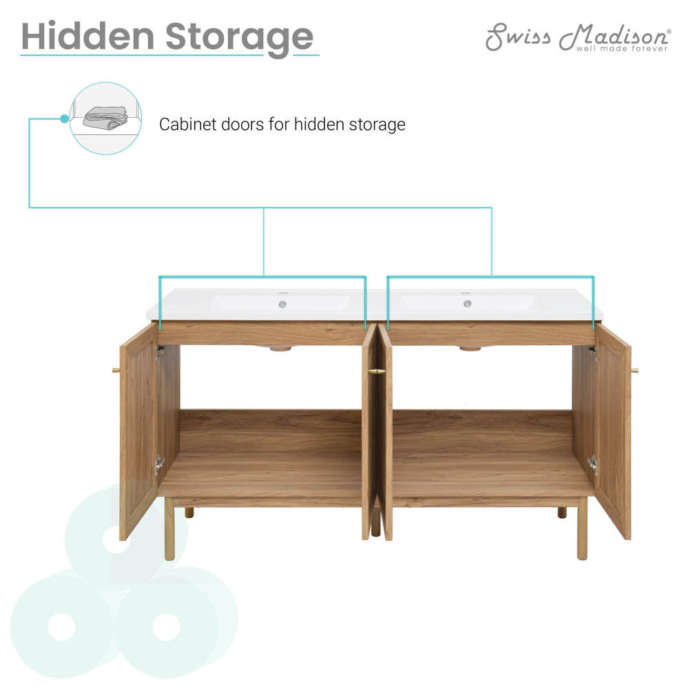 Classe 60" Bathroom Vanity in Oak