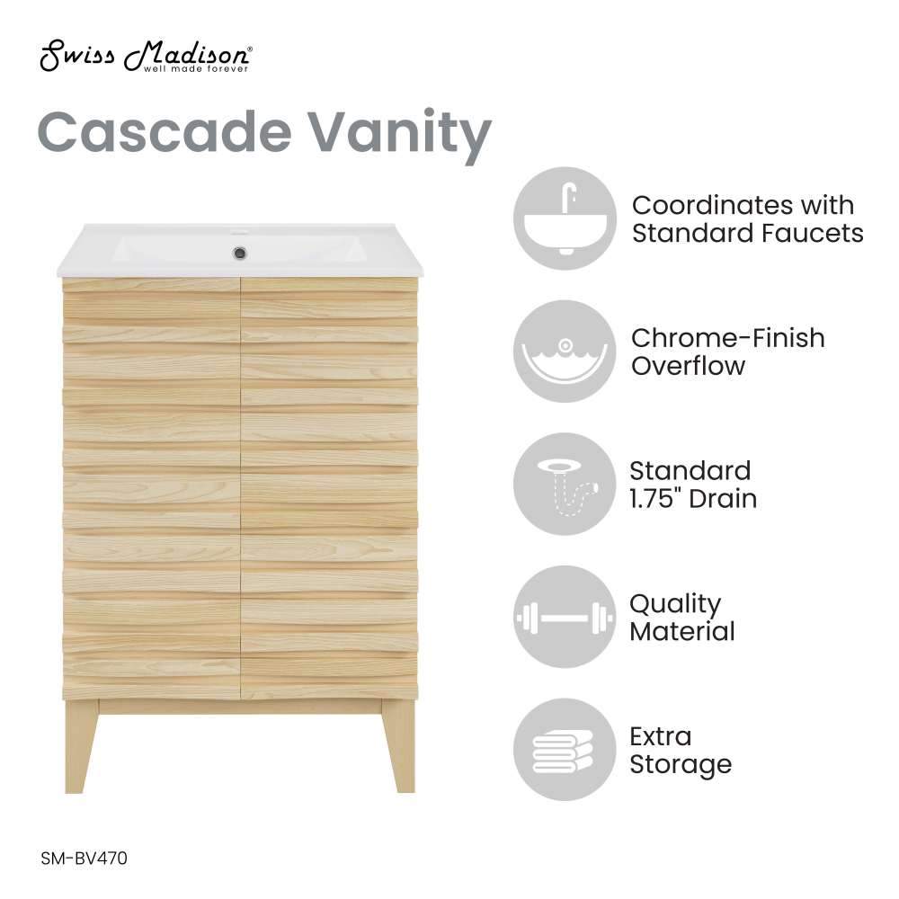 Cascade 24" Bathroom Vanity in Natural Oak
