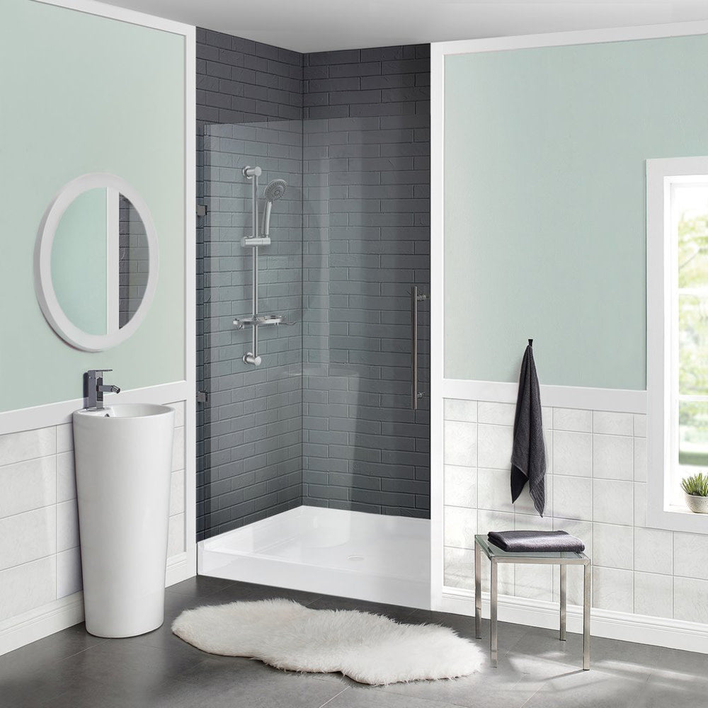 Voltaire 42" x 42" Acrylic White, Single-Threshold, Center Drain, Shower Base
