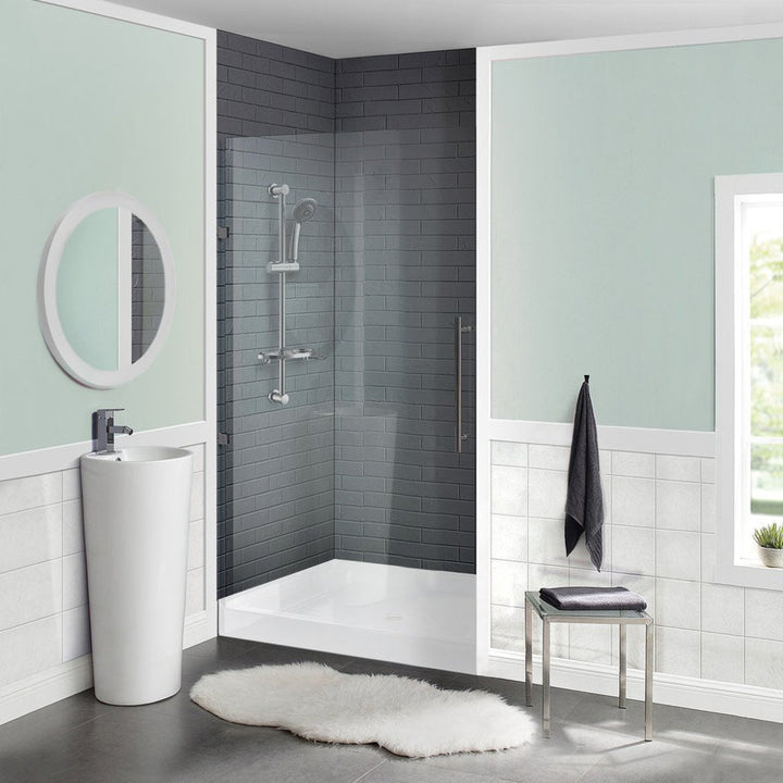 Voltaire 42" x 42" Acrylic White, Single-Threshold, Center Drain, Shower Base